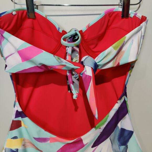 NWOT Mara Hoffman Sz S Marimba Lattice One Piece Swimsuit Strapless Cut Out - Picture 7 of 8